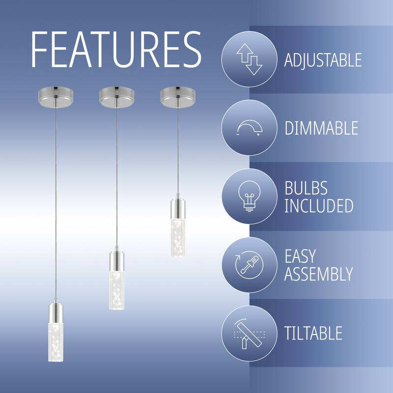 Cristal 1-Light Bubble Acrylic/Iron Modern Minimalist Integrated LED Pendant, by JONATHAN Y - 1 Light