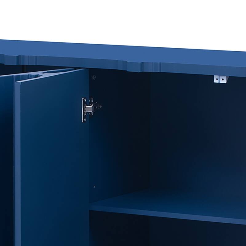 Modern Minimalist Freestanding 4-Door Wooden Sideboard Storage Cabinet
