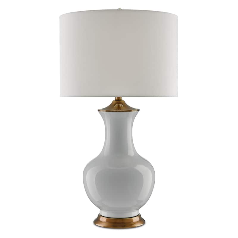 Currey & Company Lilou White Table Lamp - 31.5"h x 17"dia - 31.5"h x 17"dia - White/Antique Brass