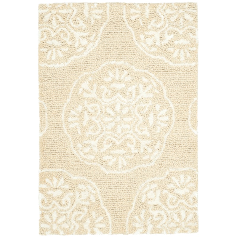 SAFAVIEH Handmade Bella Abygaelle Modern Floral Wool Rug - 2' x 3' - Beige/Ivory