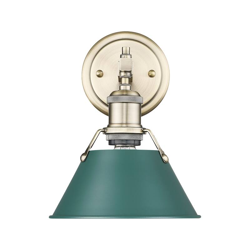 Yep by Golden Lighting Orwell 1-light Vanity in Aged Brass and Pine Green shade