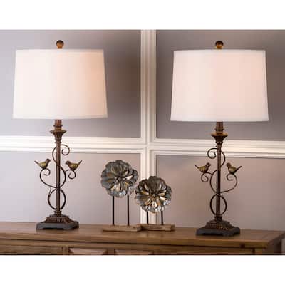SAFAVIEH Lighting 28-inch Birdsong Oil-Rubbed Bronze Table Lamp (Set of 2) - 14"x14"x28"
