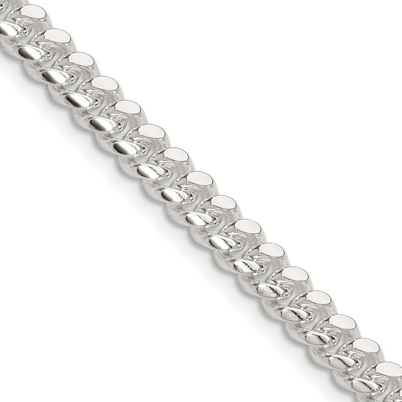 Curata 925 Sterling Silver 5.7mm Domed Curb Chain Necklace for Men