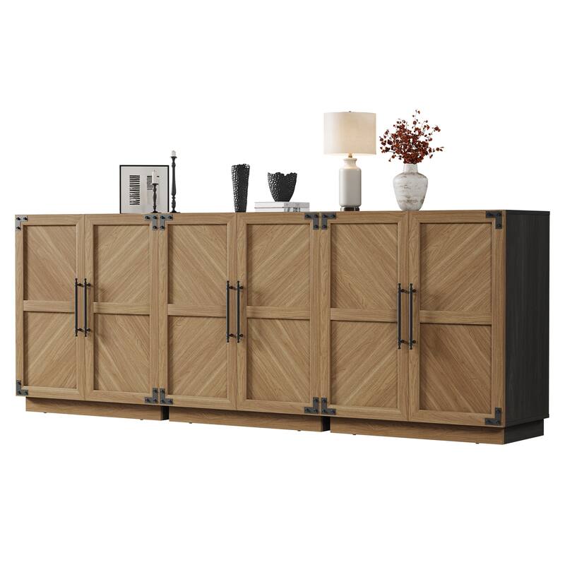 2 Doors Vintage Magician Storage Cabinet - Brown - 3-Piece