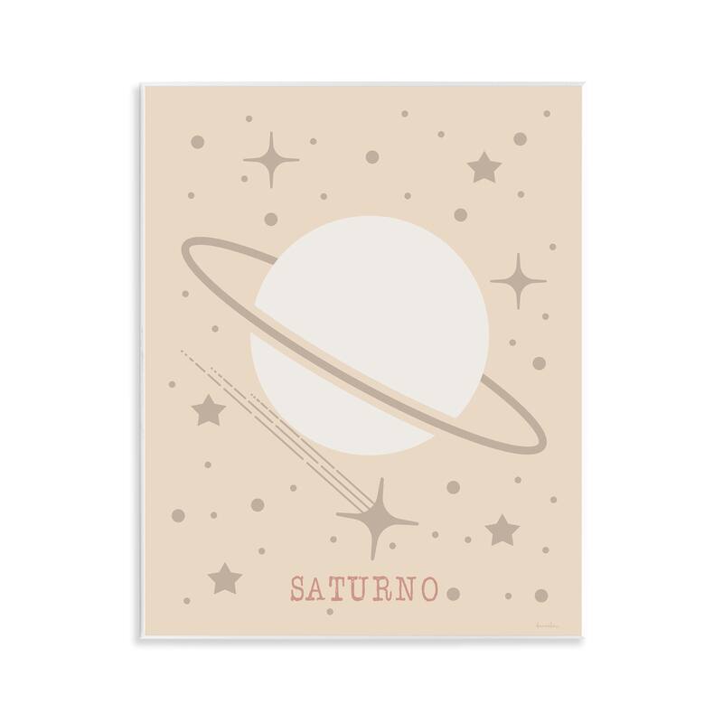 Stupell Minimal Saturn with Stars Wall Plaque Art Design By Daniela Santiago - 11 x 14