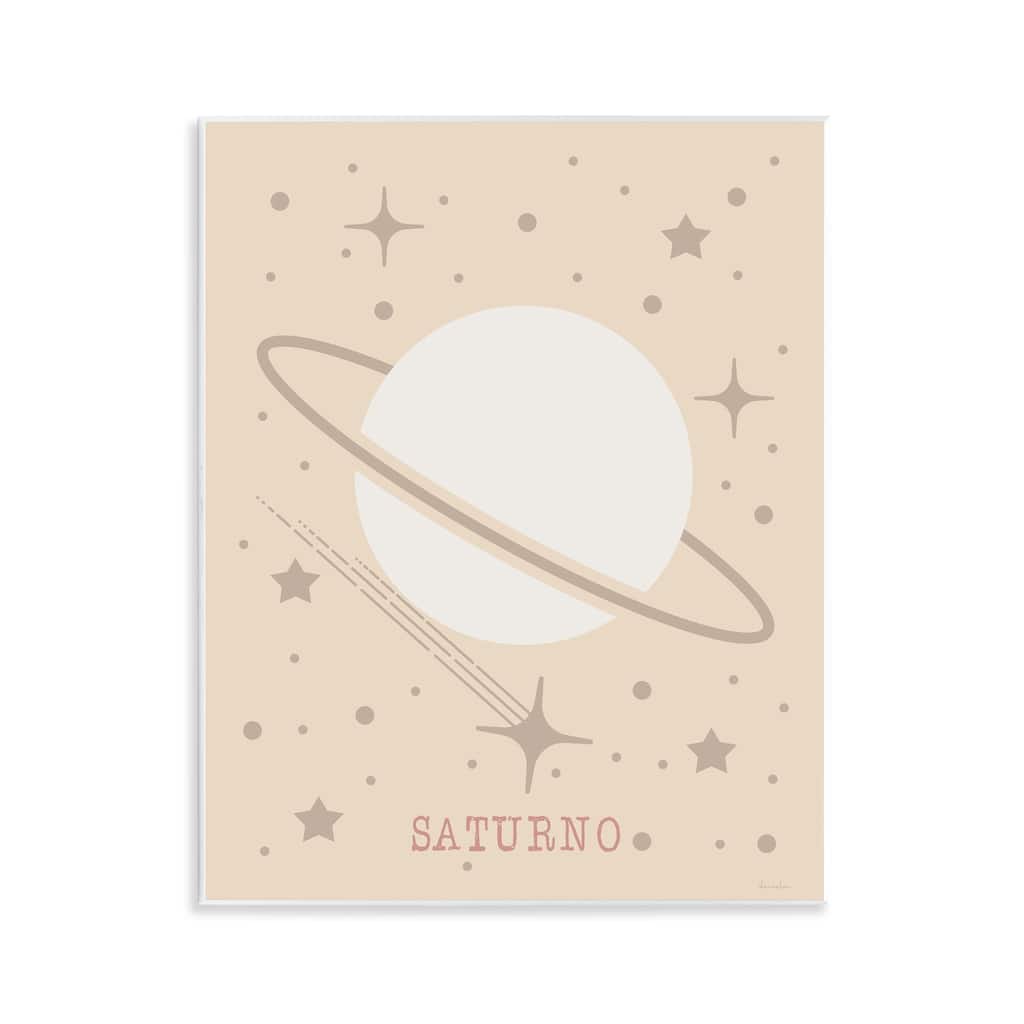 Stupell Minimal Saturn with Stars Wall Plaque Art Design By Daniela Santiago