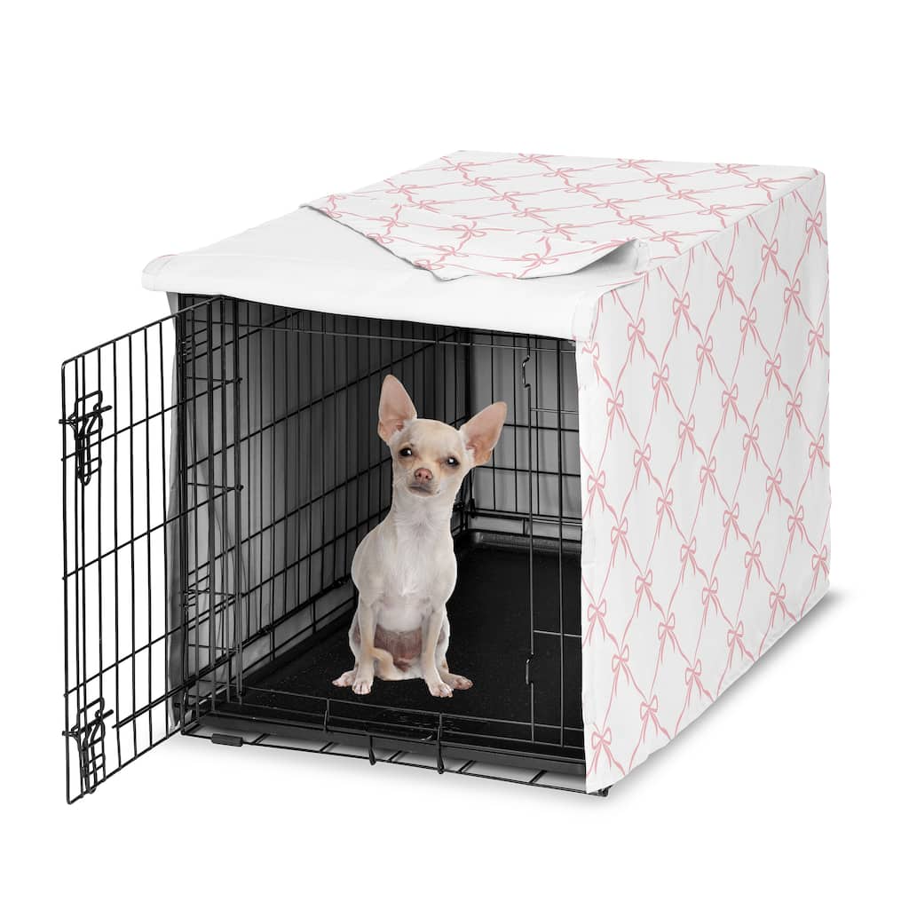 Sweet Jojo Designs Pink Bows Dog Crate Kennel Cover 24in. -Blush Elegant Bow for the Ballerina Ballet Dancer Princess Collection