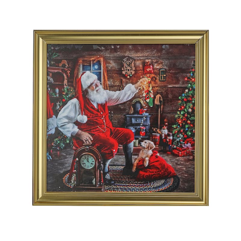 24"X24"Framed Santa At Home Painting - 24" x 24"