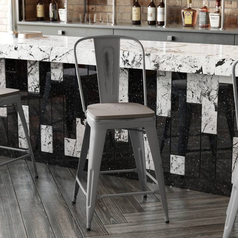 Indoor Counter Height Stool with Poly Resin Colorful Seat