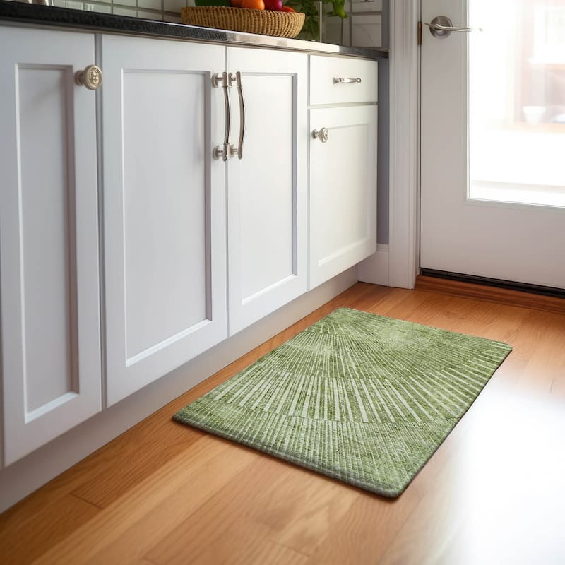 Premium Washable Super Soft Modern Starburst Mayfield Rug - Sage - 1' 8" x 2' 6" - Rectangle
