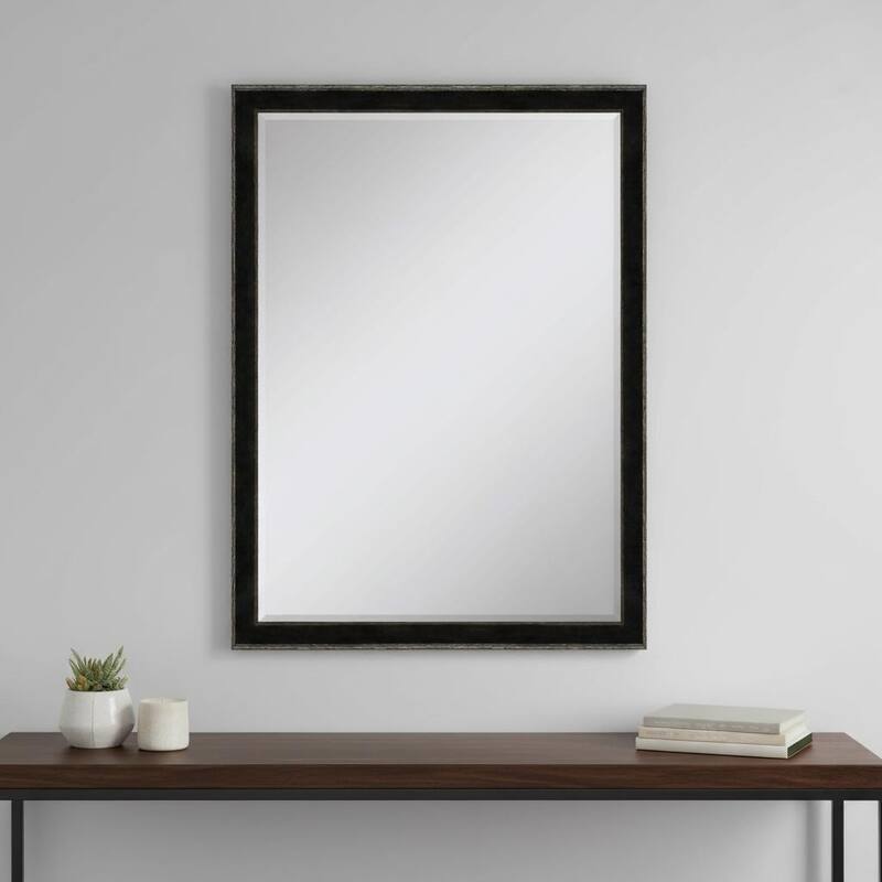 HomeRoots 40" Dark Brown Solid Wood Framed Accent Mirror - 28.00 in. x 40.00 in. x 2.00 in. - 28.00 in. x 40.00 in. x 2.00 in.