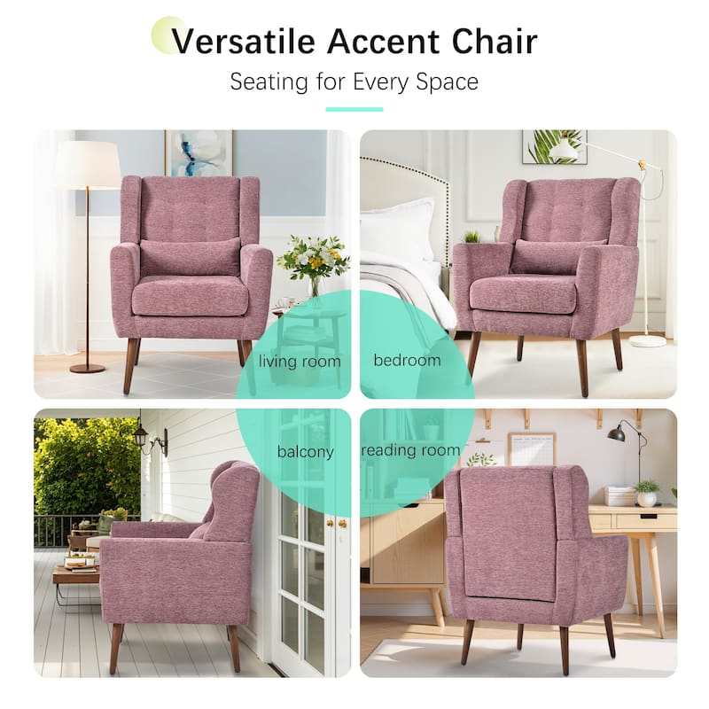 Modern Accent Chair,Chenille Living Room Lounge Chair / Throw Pillow,Comfy Reading Chair,Mid Century Living Room Chair