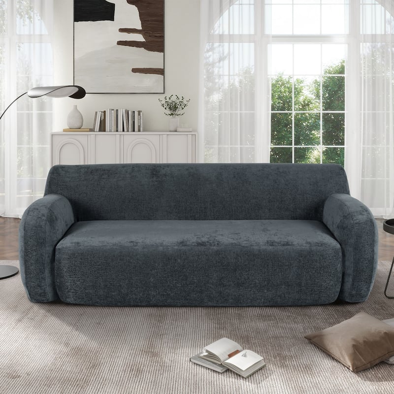 Modern Curved Upholstered Sofa - Gray