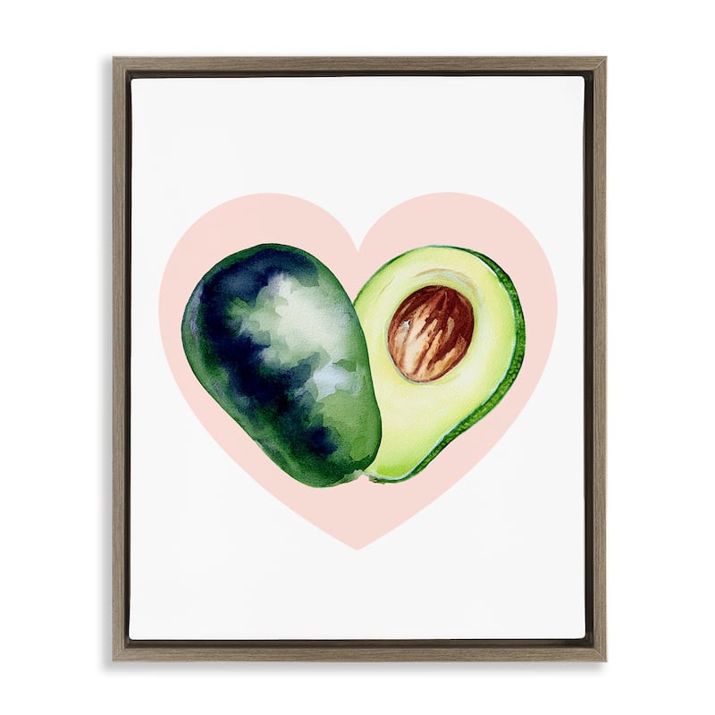 Stupell Heart Shaped Avocado Framed Floater Canvas Wall Art Design By Lil' Rue - 25 x 31 - Brown