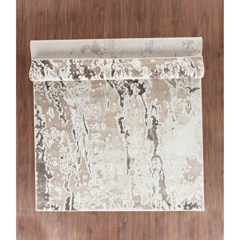 Petra Collection Brown/Beige Abstract Area Rug