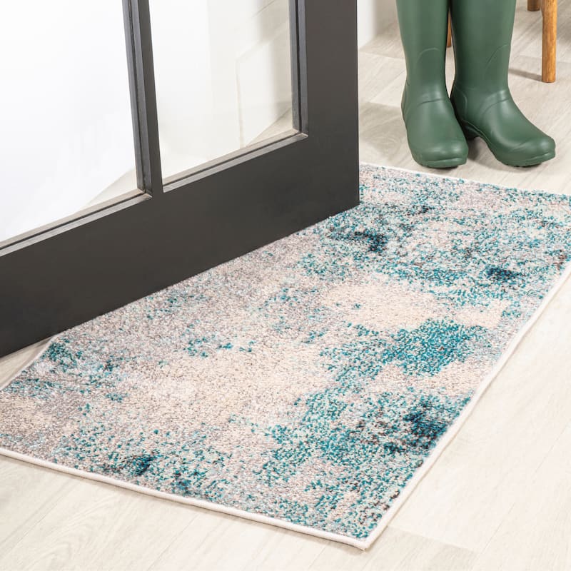 JONATHAN Y Groovy POP Modern Abstract Vintage Area Rug - 2 X 3 - Cream/Blue