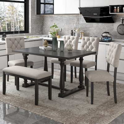 Multi-Functional Dining Table and Chair Sets Home Party Dining Table and Chair Sets with Tufted Buttons Chairs for Family Bistro