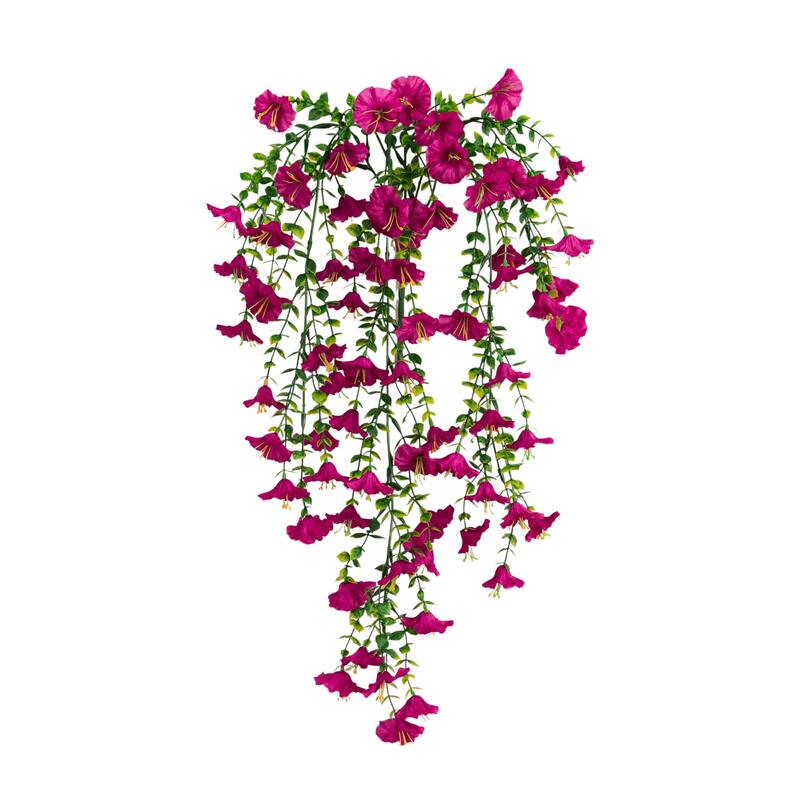 30-in UV Resistant Artificial Morning Glory Hanging Plant - Set of 6