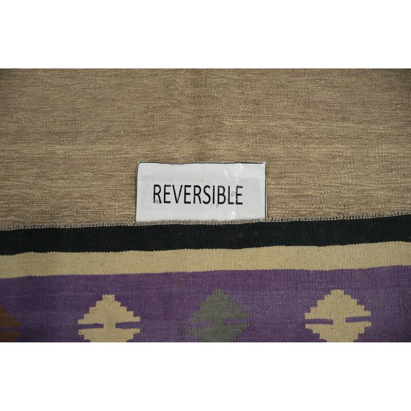 Hand Woven Oriental 100% Wool Carpet Southwestern Modern Brown Kilim Area Rug - 10' 1'' X 9' 8''
