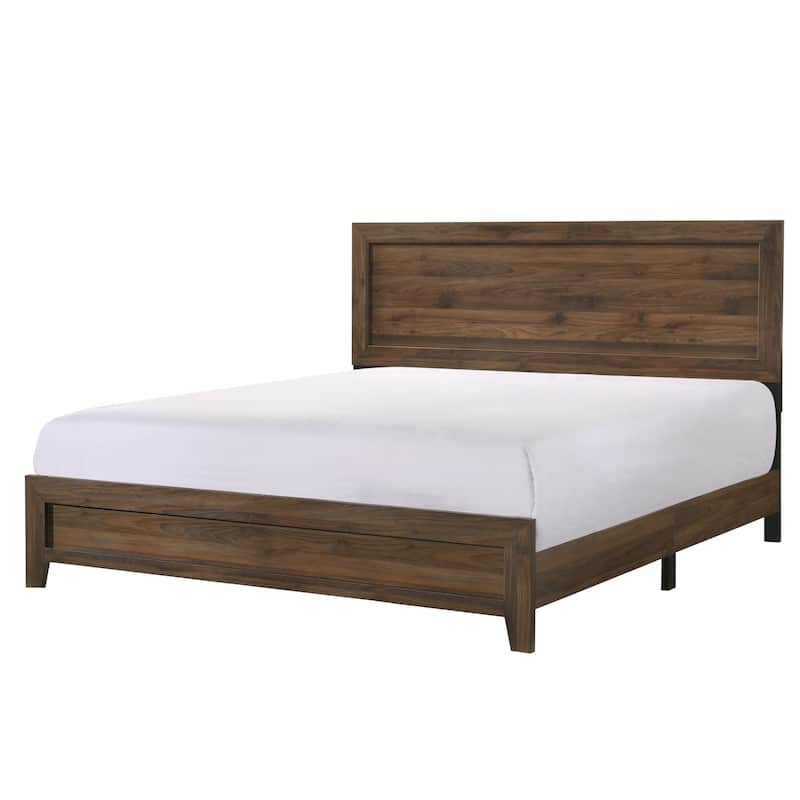 Linette 5 Piece Cherry Brown Panel Bedroom Set