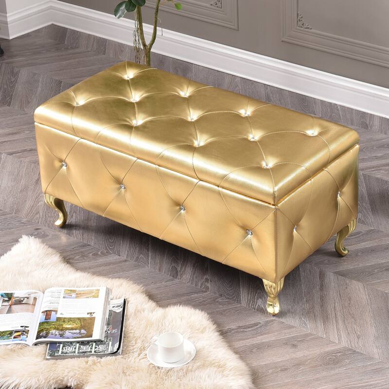 Upholstered Tufted Storage Bench