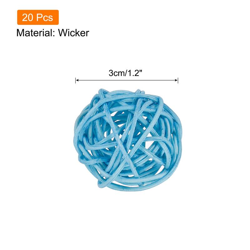 20 Pcs Wicker Rattan Balls 1.2In for Vase Fillers Party Decorative - Light Blue