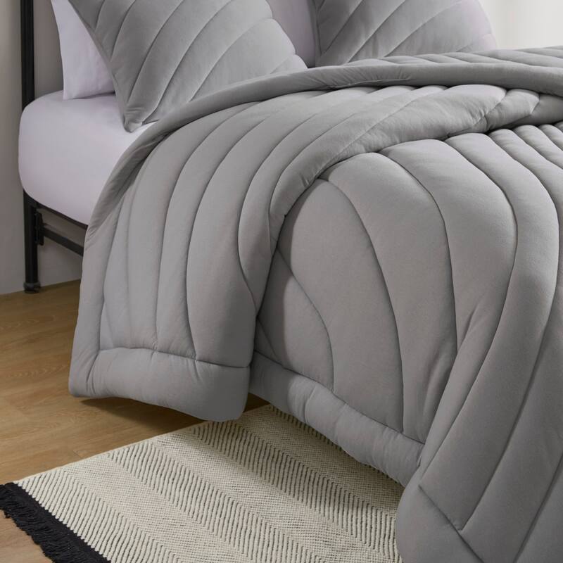 GDF Studio - Elowen Poly Jersey Puffy Comforter Set with Quilted Design