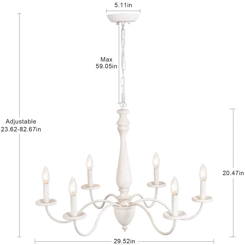 6-Light Rustic Farmhouse Chandelier Light for Bedroom Foyer Living Room