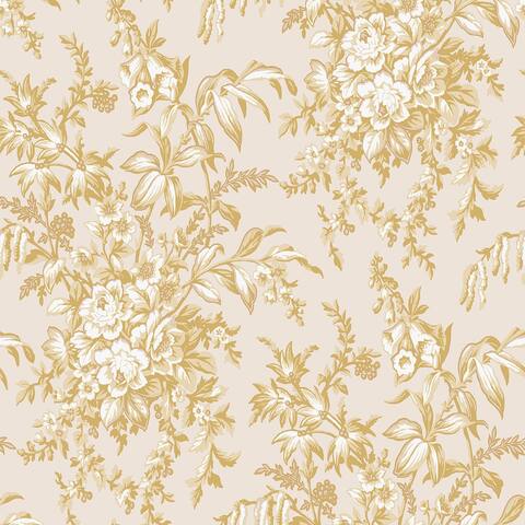 Laura Ashley Picardie Pale Gold Wallpaper - N/A