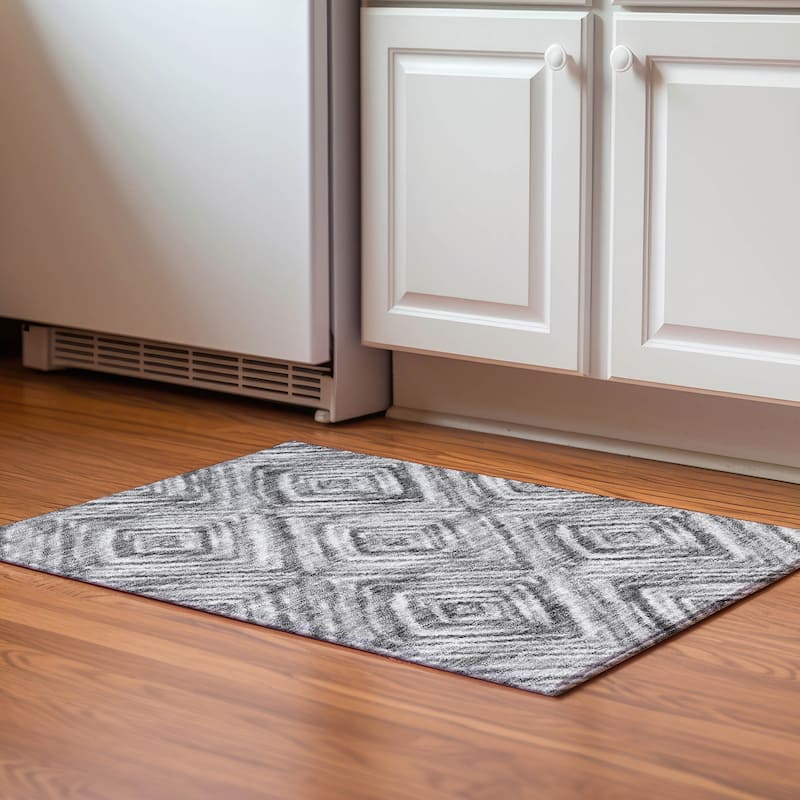 Premium Washable Super Soft Modern Diamond Mayfield Rug - Gray - 1' 8" x 2' 6" - Rectangle
