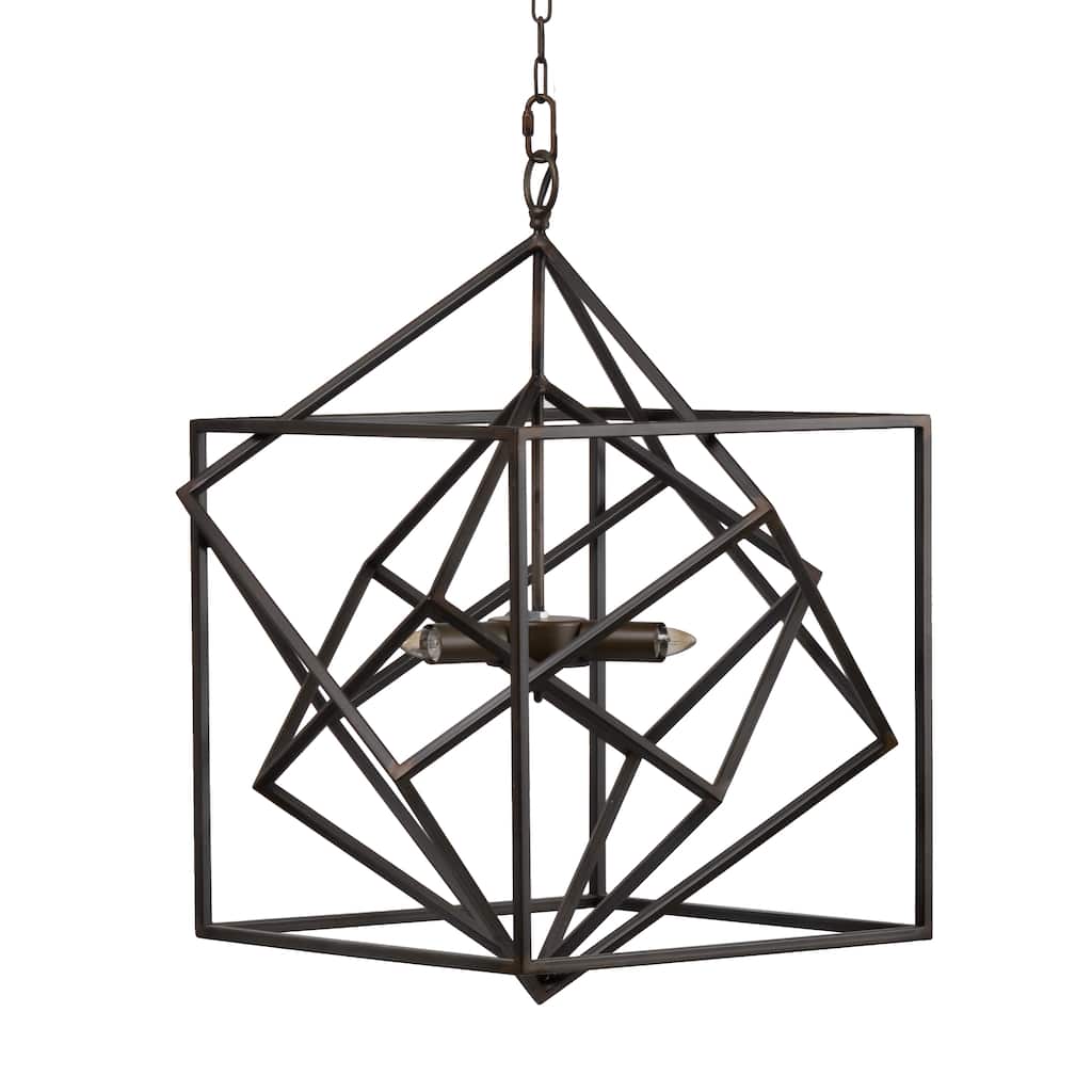 3 - Light Metal Chandelier, Hanging Light Fixture with Adjustable Chain for Kitchen Dining Room, Bulb Not Included