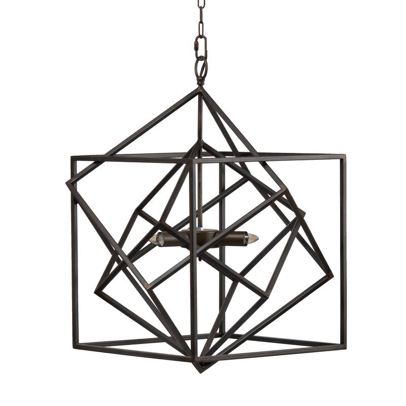 3 - Light Metal Chandelier, Hanging Light Fixture with Adjustable Chain for Kitchen Dining Room Foyer Entryway,Bulb Not Included - Black