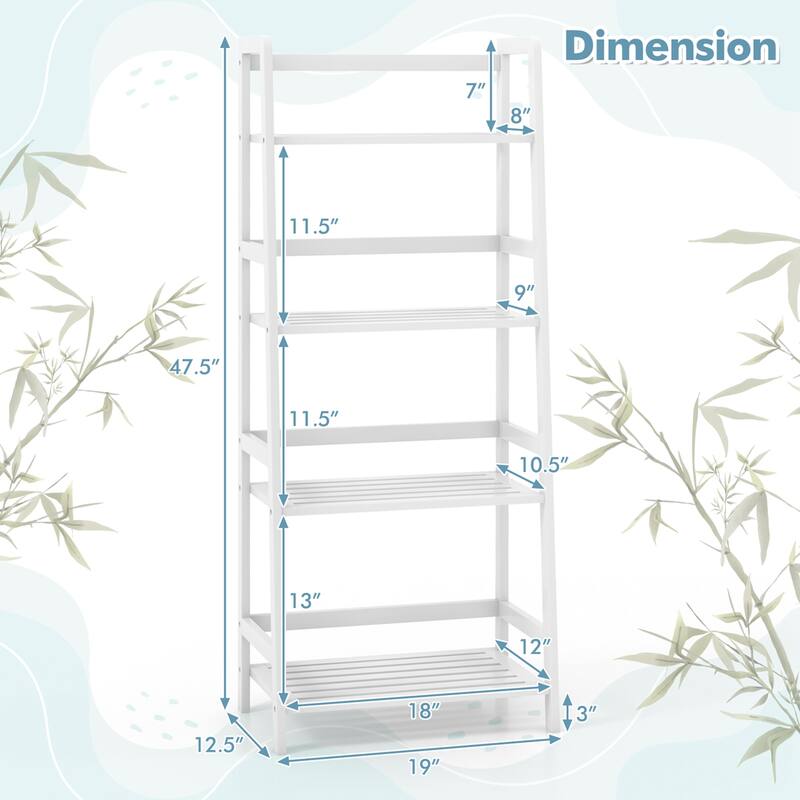 Costway Multifunctional 4 Shelf Bamboo Bookcase Ladder Plant Flower - See Details