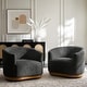 preview thumbnail 1 of 30, Gema Modern 360°Swivel Chenille Ergonomic U-shape Armchair with Solid Wood Legs Set of 2 by HULALA HOME Black