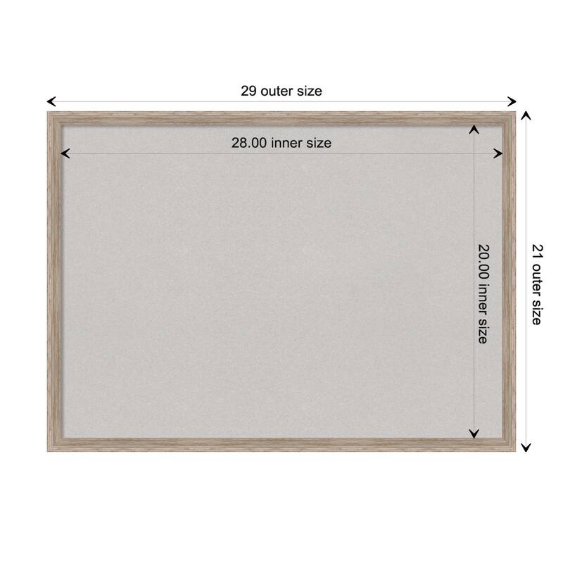Hardwood Wedge White Wash Wood Framed Grey Corkboard Bulletin Board - Board Size 28x20