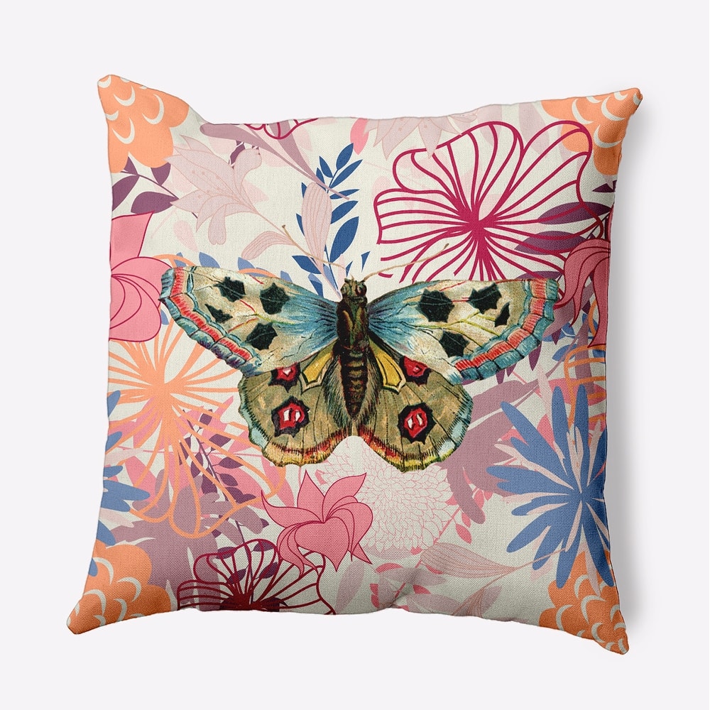 Butterfly In Floral Jumble Decorative Throw Pillow
