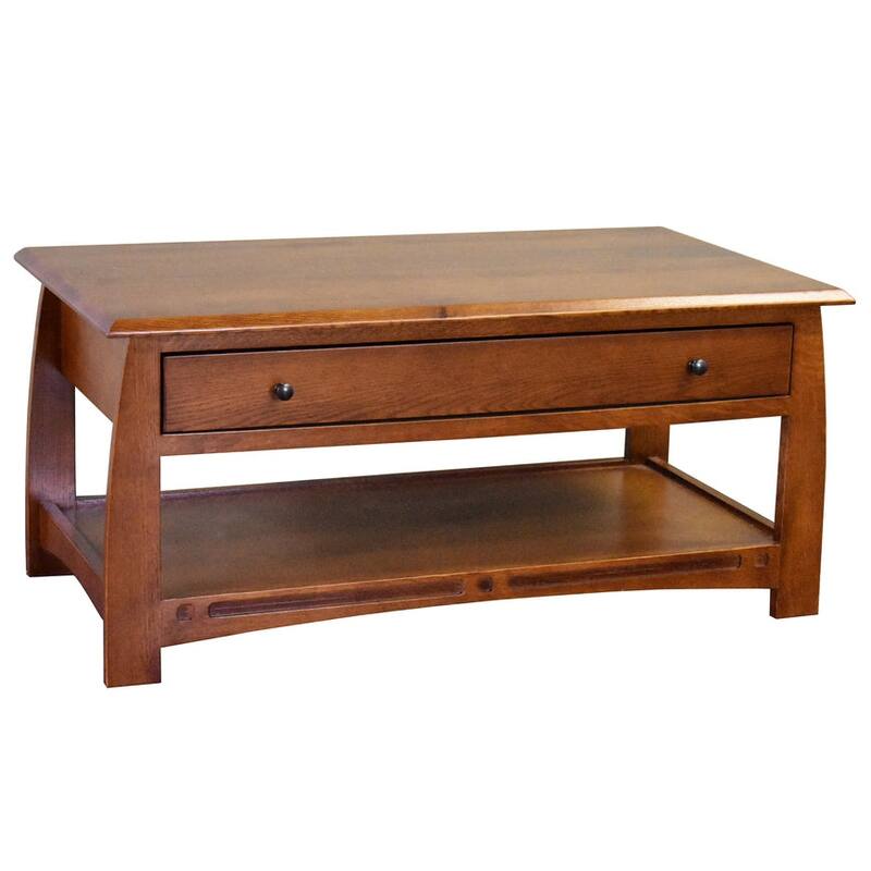 Mission Crofter Style 1 Drawer Coffee Table - Model A32 - Cherry Brown - Wood