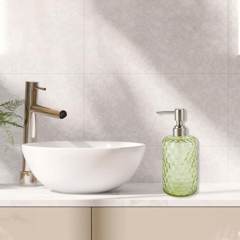 Simple Cylindrical Soap Pump Dispenser for Bath 500ml 1 Pcs - Green Silver Tone