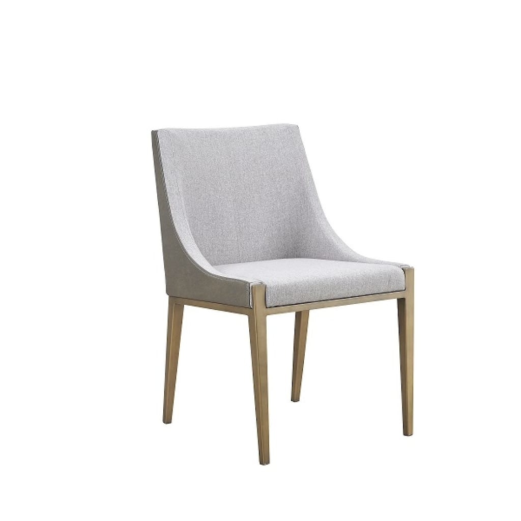 Grey And Brass Upholstered Fabric Dining Side Chair - 23” x 21” x 32.50”