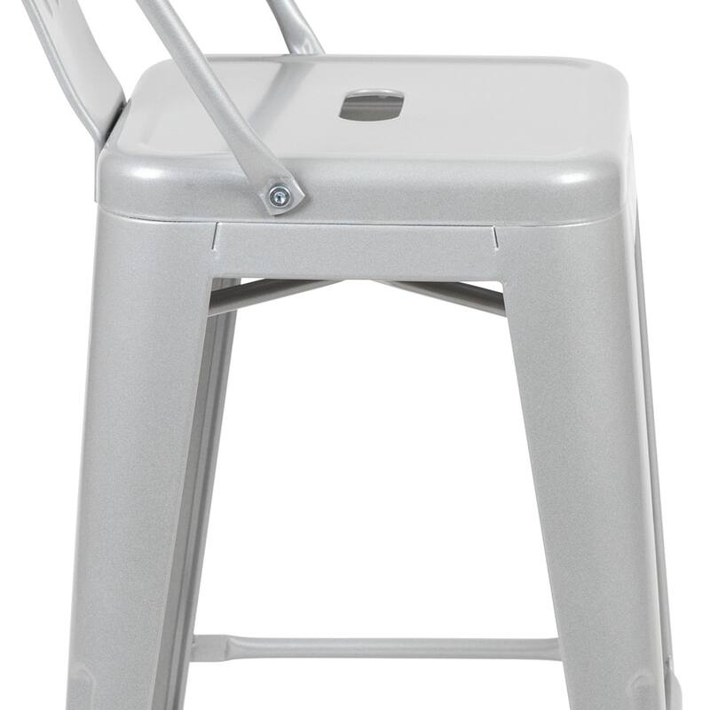 24'' High Metal Indoor-Outdoor Counter Height Stool with Back