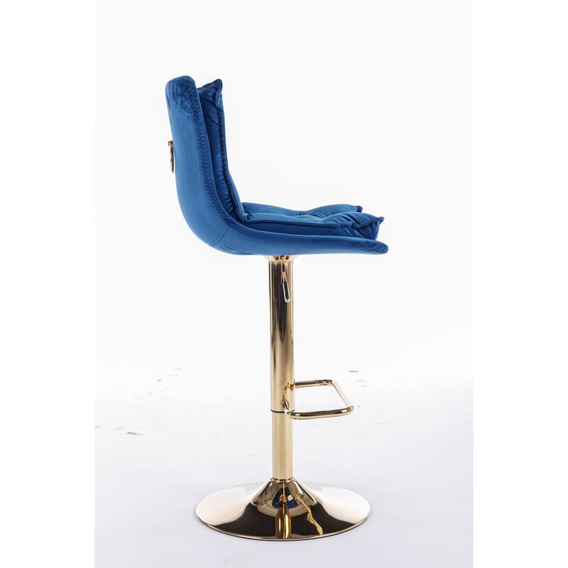 Velvet Swivel Bar Stools Set of 2, Dining Bar Stool with Height Adjustable, Upholstered Kitchen Stools with Footrest聽