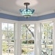 preview thumbnail 3 of 12, River of Goods Anna Metal and Blue Tiffany-Style Stained Glass Bowl Shade 13-Inch Semi-Flushmount Ceiling Light