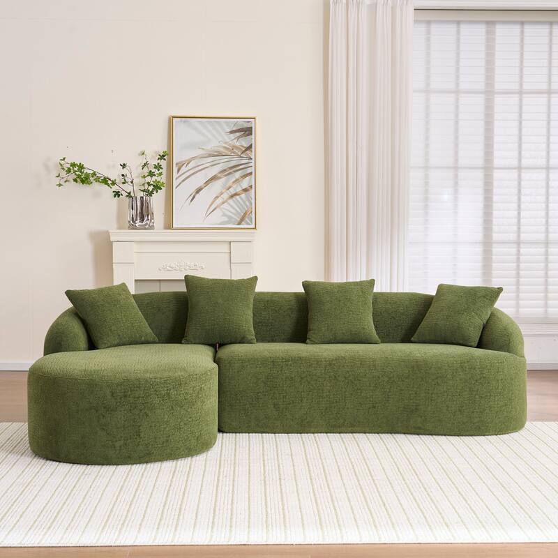 Full Compression Sponge L-Shape Sectional Sofa with Curved Chaise