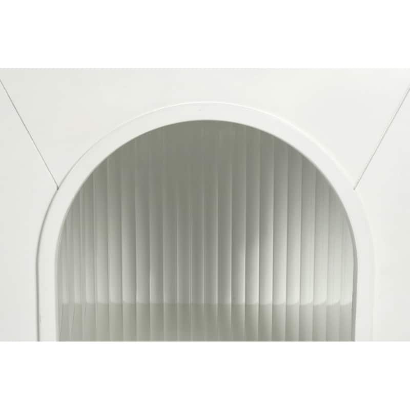 Wood TV Stand with Storage Cabinet & Adjustable Shelves