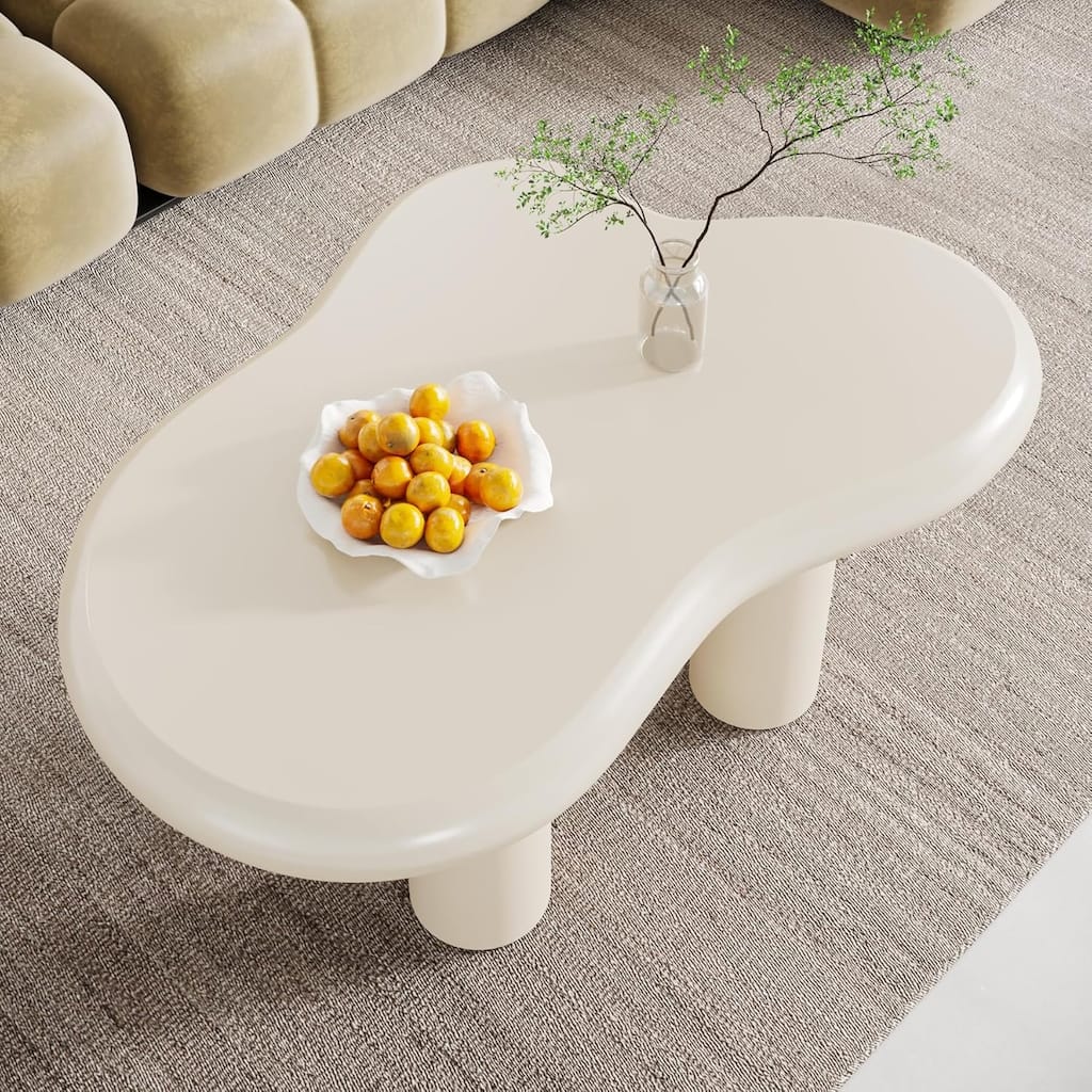 39.4 Inches Cloud-Shaped Engineered Wood Coffee Table with 4 PVC Legs