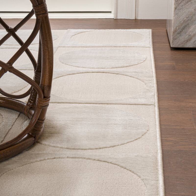 JONATHAN Y Adrian Modern Geometric Circles In Squares High-Low Area Rug