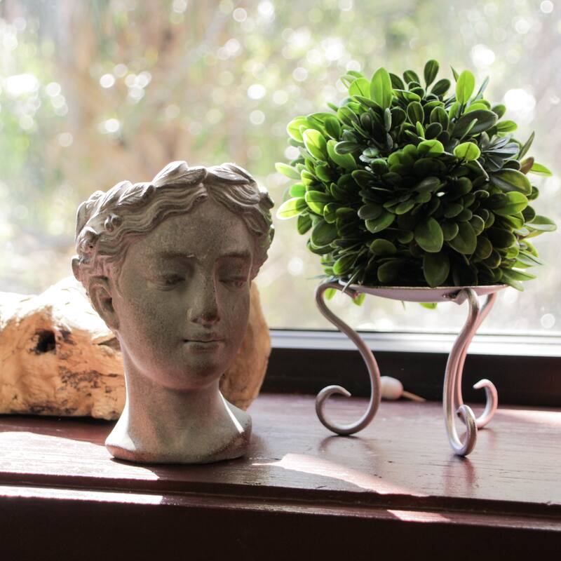 Set Of 2 Weathered Gray Greek Lady Statue Wall Mount Cement Head - 6 X 4.25 X 4 inches