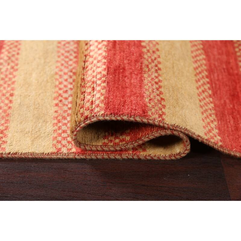 Striped Contemporary Gabbeh Kashkoli Wool Area Rug Hand-knotted Carpet - 2'10" x 4'10"