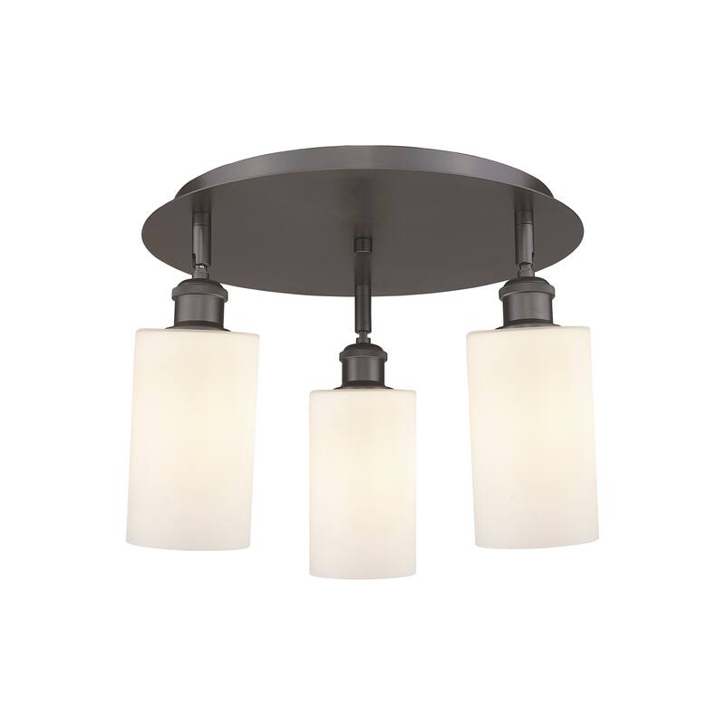 Innovations Lighting Clymer - 3 Light 16" Flush Mount - Oil Rubbed Bronze/Matte White