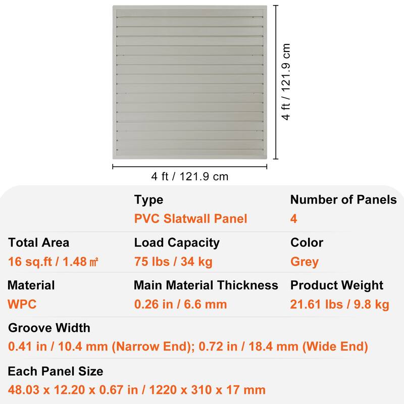 Heavy Duty Garage Slat Wall Organizer Panels with Universal Groove Design